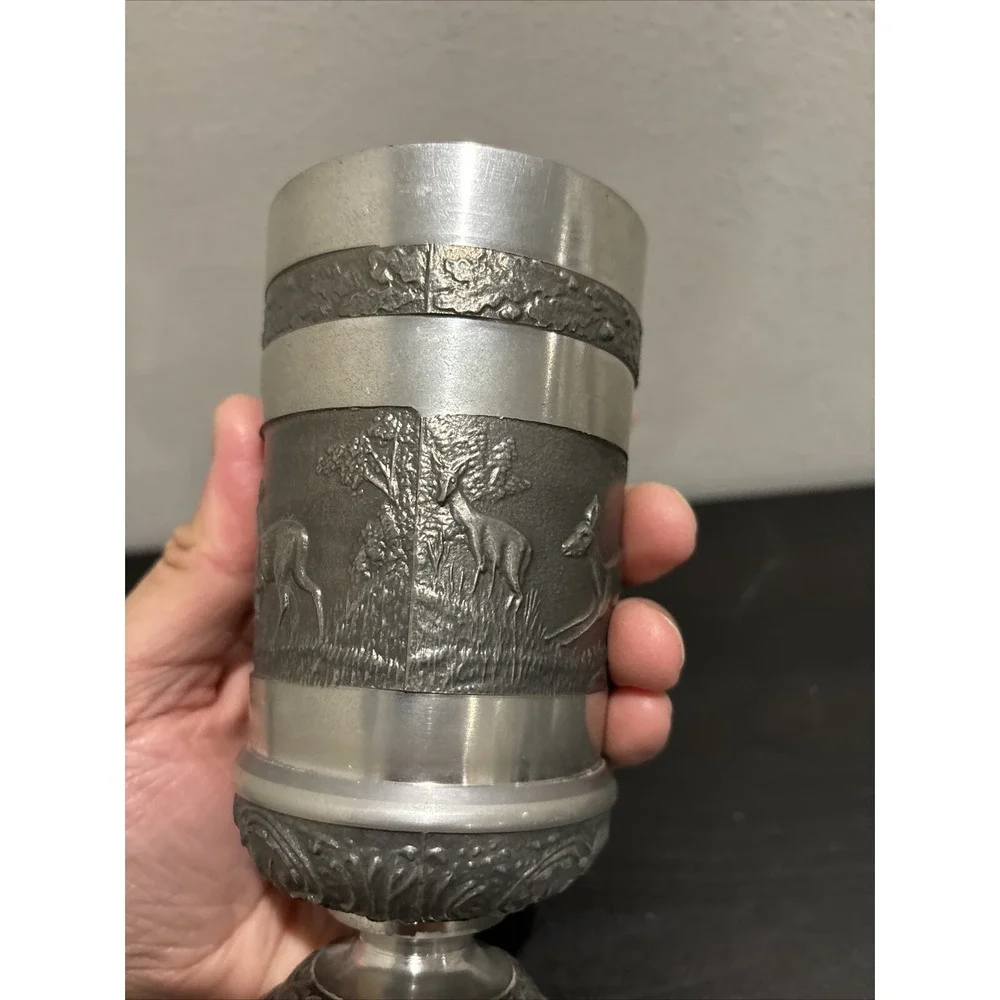 Vintage Mullingar Ireland Pewter Goblet with Deers - Picture 6 of 16